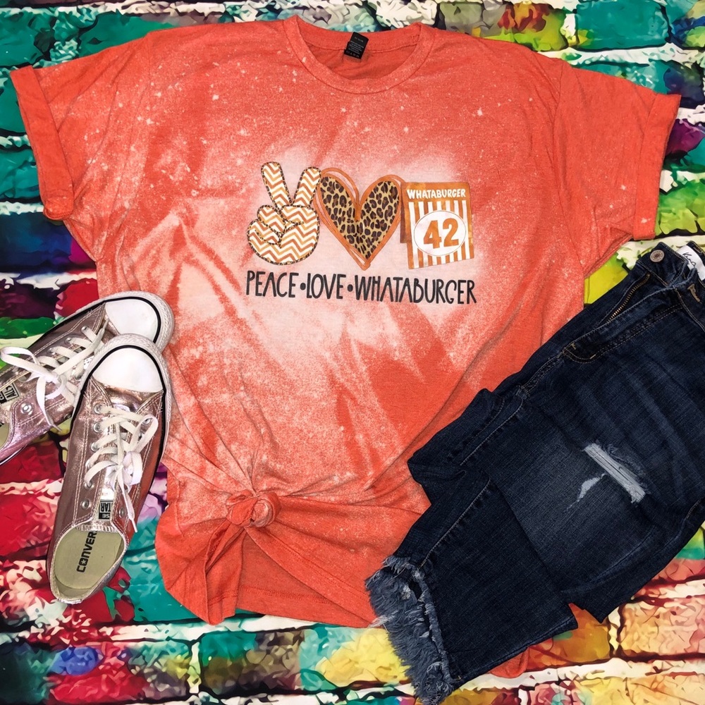 Peace Love and Whataburger Bleached Graphic Tee